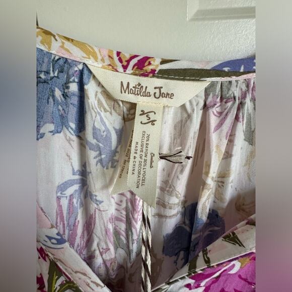 MATILDA JANE Women's Aloha Palm Printed Ruffle Sleeve Dress NWT size small - Picture 6 of 9